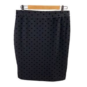 Elle Ladies Black Polka Dot Pencil Skirt, Size Small,Black with Black Polka Dots